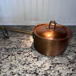 Copper Saucepan with Lid - Copper Finish